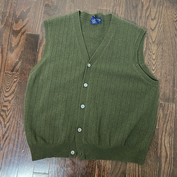 Club Room By Charter Club 100% Lambswool knit Sweater Vest Olive Green Size XL - Picture 9 of 10